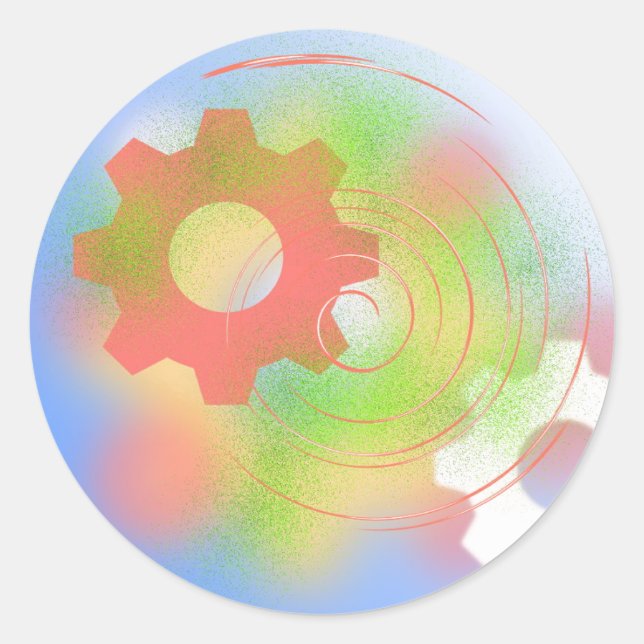 Pegatina Redonda Resumen Diseño de Cog (Anverso)