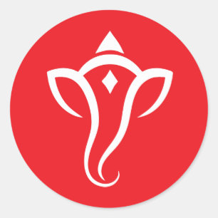 Pegatina Redonda Resumen Diseño de símbolos de Ganesha