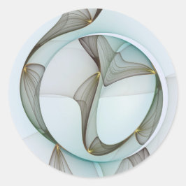 Pegatina Redonda Resumen Elegancia dorada turquesa moderna