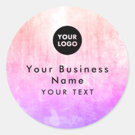 Pegatina Redonda Resumen Elegante Pastel Sol Rosa