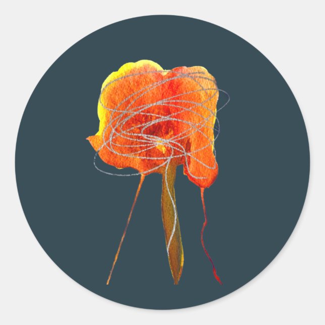 Pegatina Redonda Resumen garabato flor floral arte moderno (Anverso)