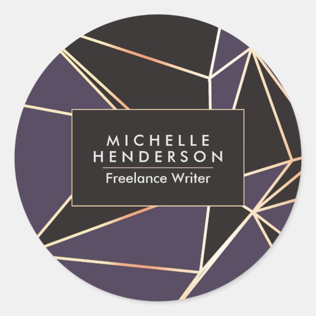 Pegatina Redonda Resumen geométrico del Relieve metalizado (Anverso)