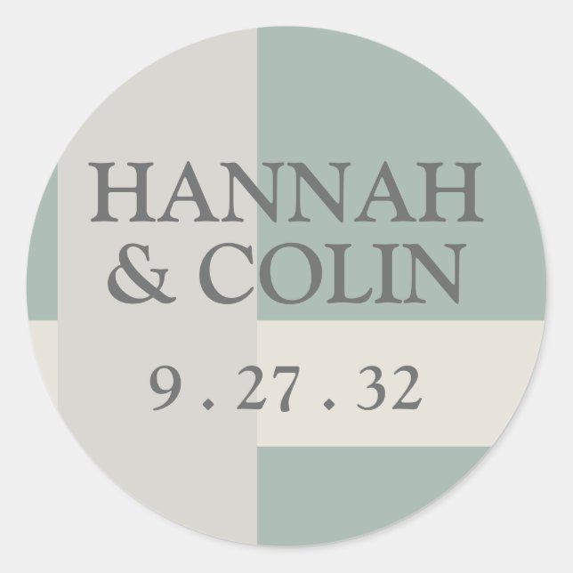 Pegatina Redonda Resumen geométrico moderno Boho Nombres de grises  (Anverso)