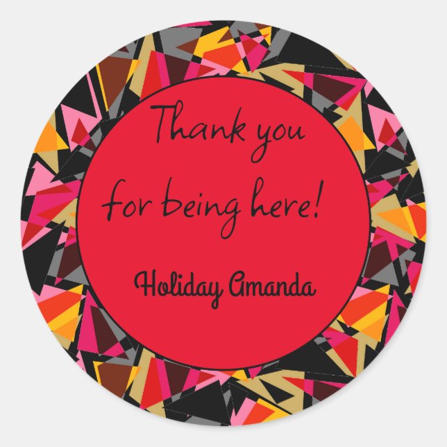 Pegatina Redonda Resumen, geométrico, triángulos, geométrico (Anverso)