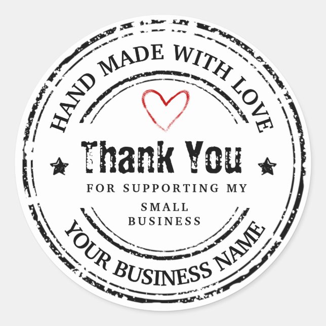 Pegatina Redonda Resumen hecho a mano con amor | gracias (Anverso)