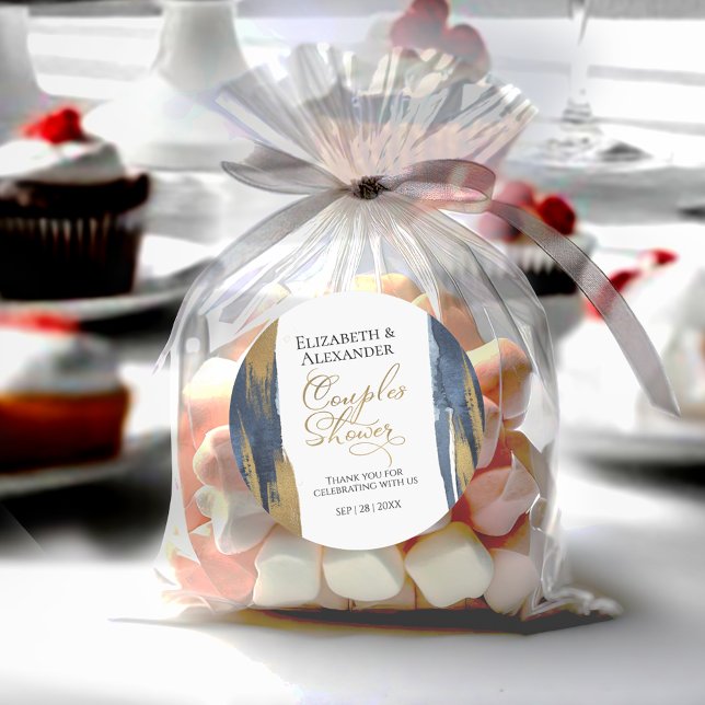 Pegatina Redonda Resumen Marina de Oro Parejas Azules Ducha gracias (Subido por el creador)