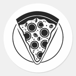 Pegatina Redonda Resumen Minimalista Pizza Silhouette