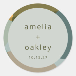 Pegatina Redonda Resumen moderno Arte Sabor Verde Boda Personalizad