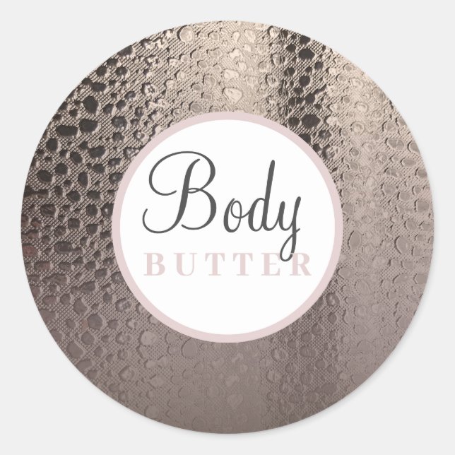 Pegatina Redonda Resumen moderno Glam Pink Rose Gold Body Butter (Anverso)
