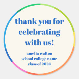 Pegatina Redonda Resumen Partido de Graduación Personalizado Arcoir