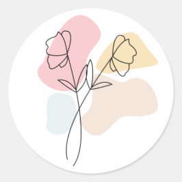 Pegatina Redonda Resumen Pastel Floral