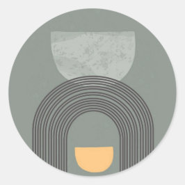 Pegatina Redonda Resumen Patrón de formas bohemias