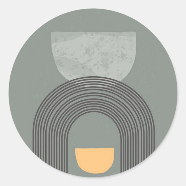 Pegatina Redonda Resumen Patrón de formas bohemias (Anverso)