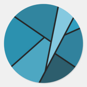 Pegatina Redonda Resumen Polígonos Verde azulados
