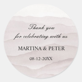 Pegatina Redonda Resumen polvorientos favores de boda rosa gracias
