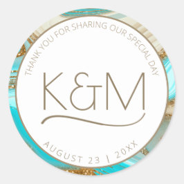 Pegatina Redonda Resumen Purpurina Strata Boda Gracias ID903