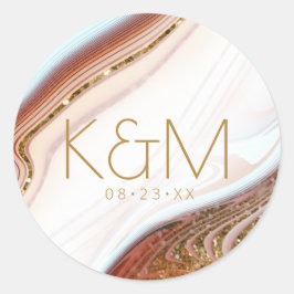 Pegatina Redonda Resumen Purpurina Strata Boda Wht SW ID903