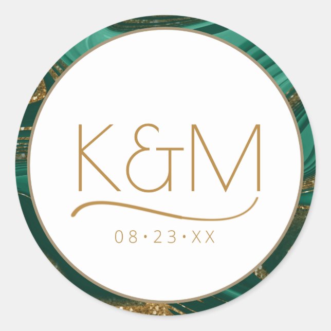 Pegatina Redonda Resumen Purpurina Strata Borde Boda Green ID903 (Anverso)