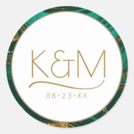 Pegatina Redonda Resumen Purpurina Strata Borde Boda Green ID903