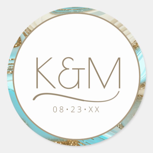 Pegatina Redonda Resumen Purpurina Strata Border Boda ID903 (Anverso)