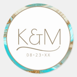 Pegatina Redonda Resumen Purpurina Strata Border Boda ID903