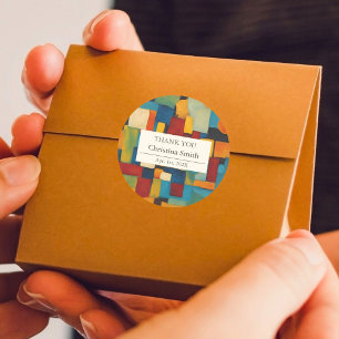 Pegatina Redonda Resumen Retirada Geométrica Gracias