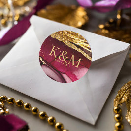 Pegatina Redonda Resumen Sparkling Boda Wine Red ID1018