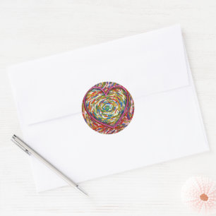 Pegatina Redonda Resumen Sprinkles Heart Mosaic