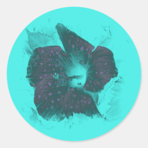 Pegatina Redonda Resumen tricolor Hibiscus