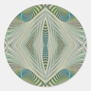 Pegatina Redonda Resumen verde y azul del río
