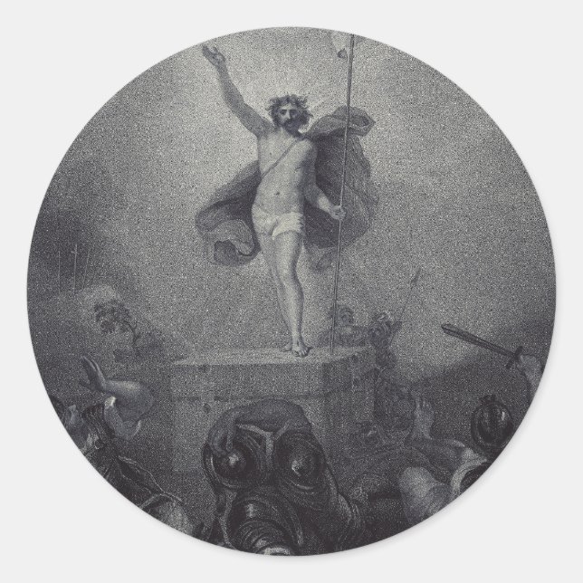 Pegatina Redonda Resurrección de Jesucristo (Anverso)