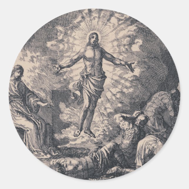 Pegatina Redonda Resurrección de Jesucristo por Jan Luyken (Anverso)