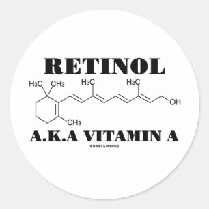 Pegatina Redonda Retinol A.K.A. Vitamina A (Molécula Retinol)