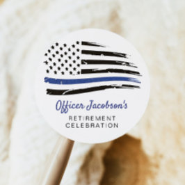 Pegatina Redonda Retirada de la bandera de la bandera azul delgada 