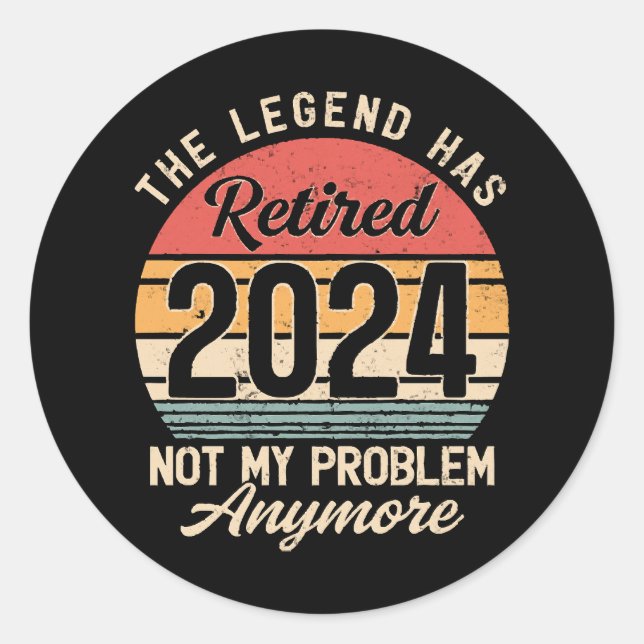 Pegatina Redonda Retirado 2024 Ya No Es Mi Problema (Anverso)
