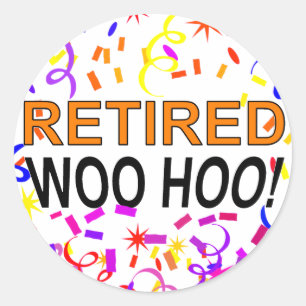 Pegatina Redonda Retirado Woo Hoo Confetti Fiesta