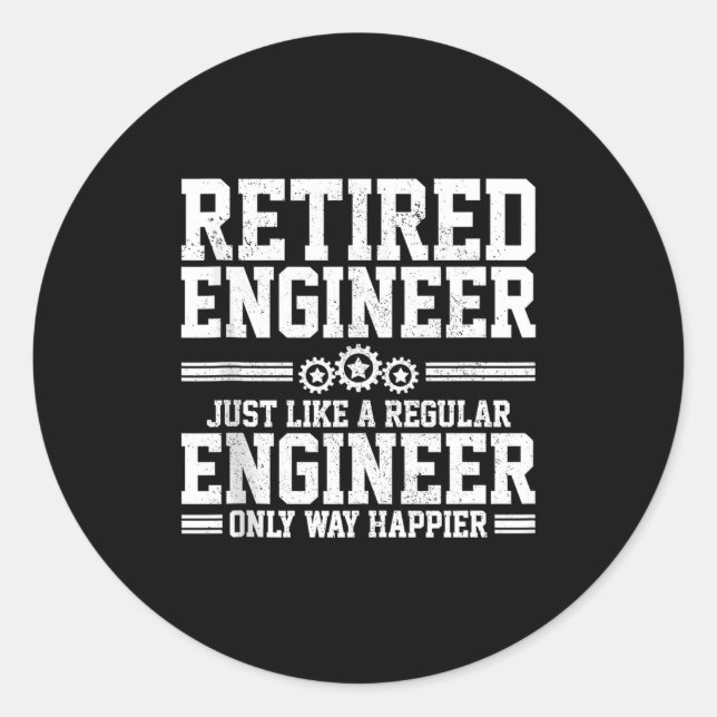 Pegatina Redonda Retired Engineer Engineering Funny Saying Retireme (Anverso)