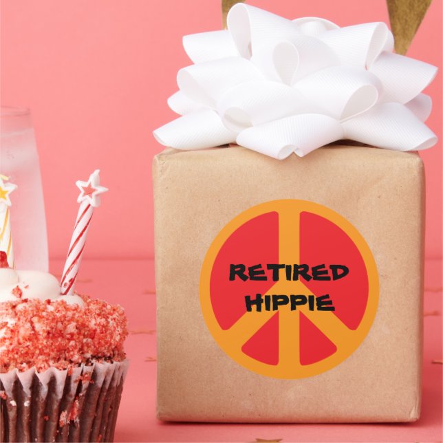 Pegatina Redonda Retired Hippie (Fiesta)