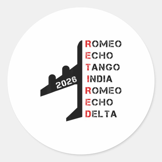 Pegatina Redonda Retired Lot 2026 Phonetic Alphabet Retirement Gift (Anverso)