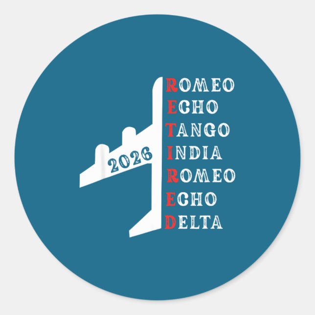 Pegatina Redonda Retired Lot 2026 Phonetic Alphabet Retirement Gift (Anverso)