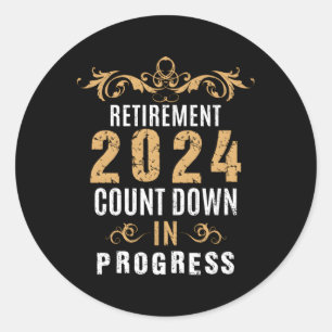 Pegatina Redonda Retiret 2024 Cuenta regresiva en proceso de retira