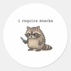 Pegatina Redonda Reto Snacks Raccoon Gracioso Angry Trash Panda M