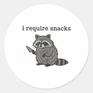 Pegatina Redonda Reto Snacks Raccoon Shirt Men Divertidas Rac