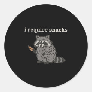 Pegatina Redonda Reto Snacks Raccoon Shirt Men Divertidas Rac