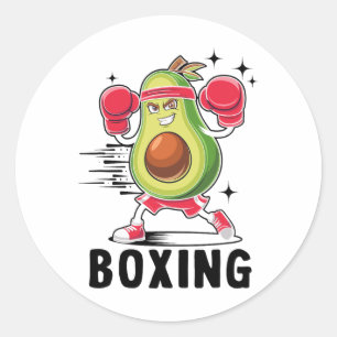 Pegatina Redonda Retorno de aguacate Boxeo Alimentos Vegetarianos S