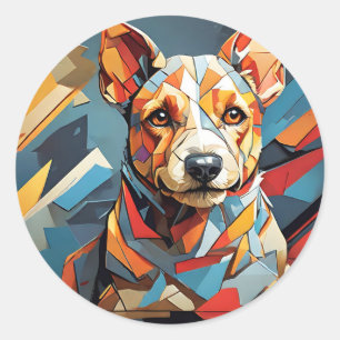 Pegatina Redonda Retrato Cubist Terrier Perro