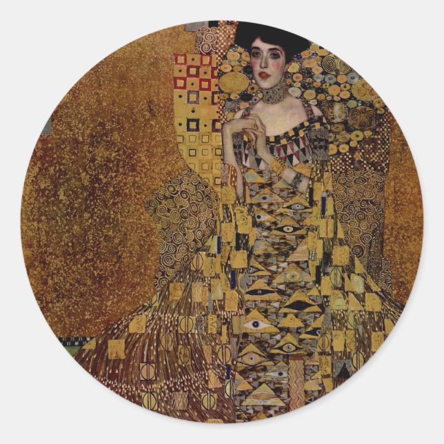 Pegatina Redonda Retrato de Adele Bloch-Bauer I (Anverso)