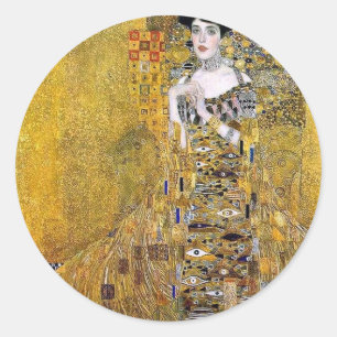 Pegatina Redonda Retrato de Adele Bloch-Bauer por Gustav Klimt