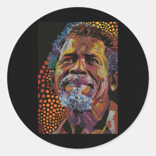 Pegatina Redonda Retrato de arte de dot australiano aborigen de