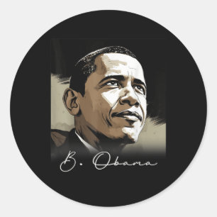 Pegatina Redonda Retrato de Barack Obama Presidente Patriótico